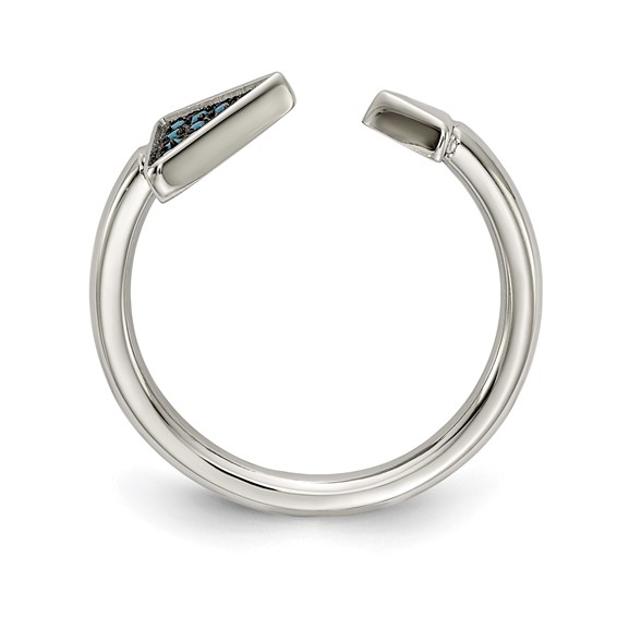 Chisel Stainless Steel Polished with Reconstructed Turquoise Triangle Ring