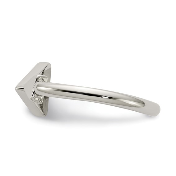 Chisel Stainless Steel Polished with Reconstructed Turquoise Triangle Ring