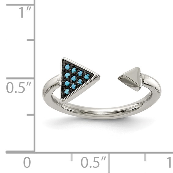Chisel Stainless Steel Polished with Reconstructed Turquoise Triangle Ring