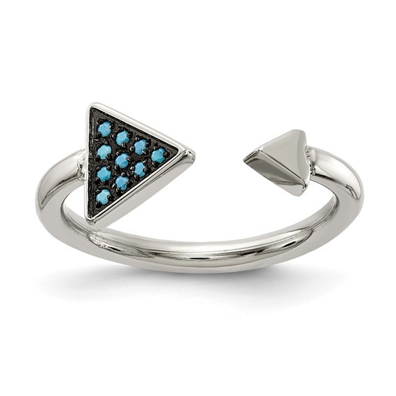 Chisel Stainless Steel Polished with Reconstructed Turquoise Triangle Ring