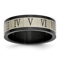 Stainless Steel Brushed Black IP-plated Roman Numerals Band view 1