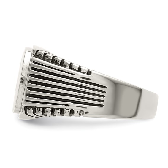 Chisel Stainless Steel Polished with CZ Signet Ring