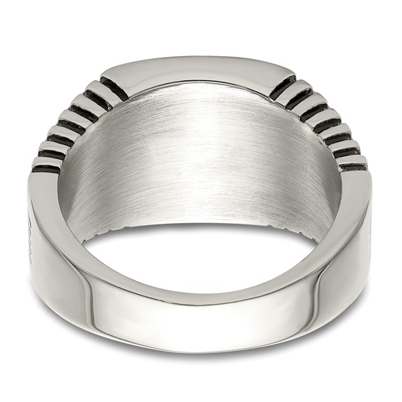 Chisel Stainless Steel Polished with CZ Signet Ring