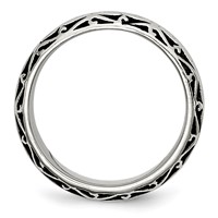 Chisel Stainless Steel Antiqued and Polished Swirl Design 7mm Band view 2