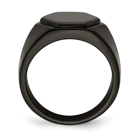 Chisel Stainless Steel Polished Black IP-plated Signet Ring
