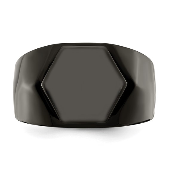 Chisel Stainless Steel Polished Black IP-plated Signet Ring