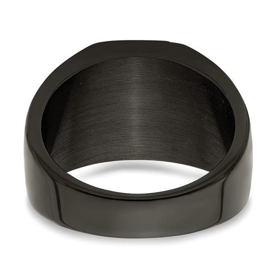 Chisel Stainless Steel Polished Black IP-plated Signet Ring