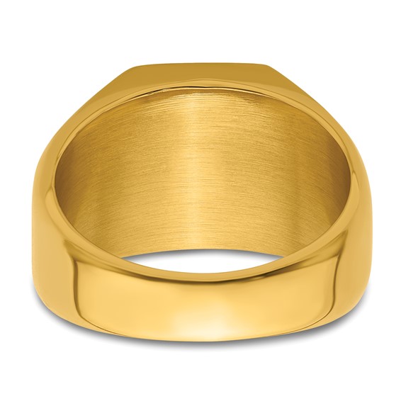 Chisel Stainless Steel Polished Yellow IP-plated Signet Ring