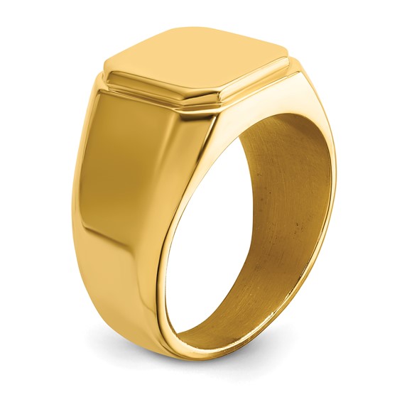 Chisel Stainless Steel Polished Yellow IP-plated Signet Ring