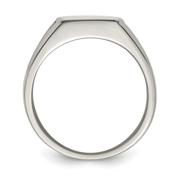 Chisel Stainless Steel Polished with Black Enamel Signet Ring