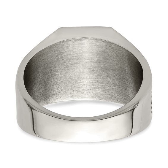 Chisel Stainless Steel Polished with Black Enamel Signet Ring