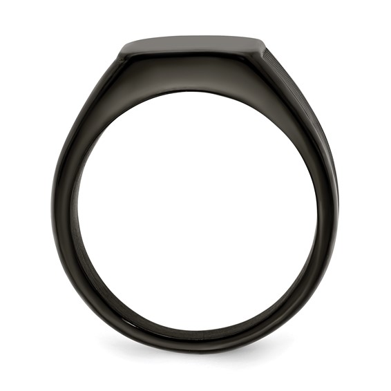 Chisel Stainless Steel Polished Black IP-plated Signet Ring