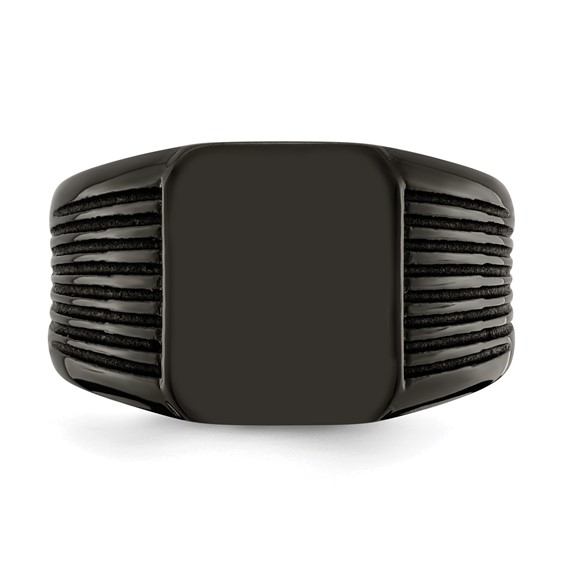 Chisel Stainless Steel Polished Black IP-plated Signet Ring