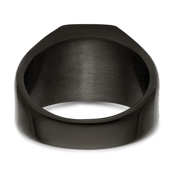 Chisel Stainless Steel Polished Black IP-plated Signet Ring