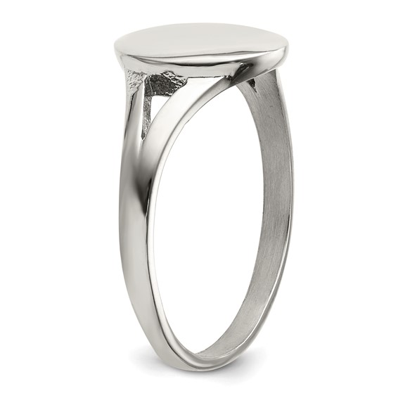 Chisel Stainless Steel Polished Oval Disc Ring