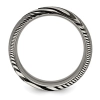 Chisel Damascus Steel Polished 8mm Band view 2