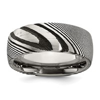 Chisel Damascus Steel Polished 8mm Band view 1