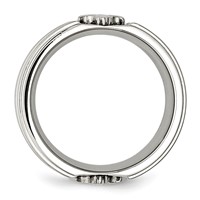 Chisel Stainless Steel Brushed and Polished Fleur De Lis 10mm Band view 2