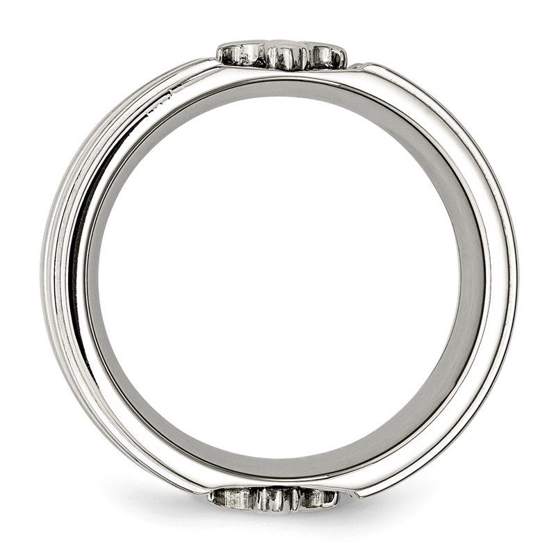 Chisel Stainless Steel Brushed and Polished Fleur de lis 10mm Band