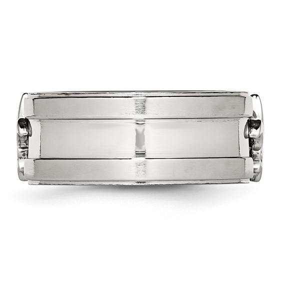 Chisel Stainless Steel Brushed and Polished Fleur de lis 10mm Band