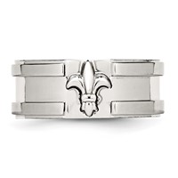 Chisel Stainless Steel Brushed and Polished Fleur De Lis 10mm Band view 4