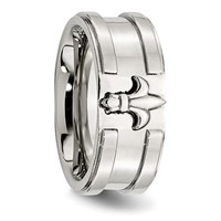 Chisel Stainless Steel Brushed and Polished Fleur De Lis 10mm Band view 5