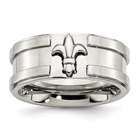 Chisel Stainless Steel Brushed and Polished Fleur De Lis 10mm Band view 1