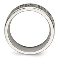Chisel Stainless Steel Antiqued and Polished Brick Pattern 7.5mm Band view 2