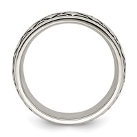 Chisel Stainless Steel Antiqued and Polished Checkered Pattern 8mm Band view 2