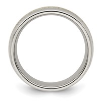 Chisel Stainless Steel Polished Band with Antler Inlay 8mm view 2