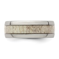 Chisel Stainless Steel Polished Band with Antler Inlay 8mm view 3