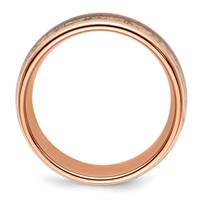 Chisel Stainless Steel Polished Rose IP-plated Band with Wood and Antler Inlay 8mm view 2