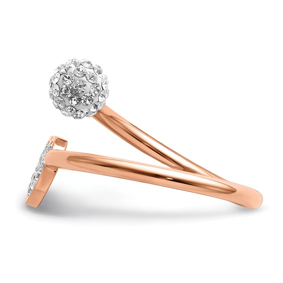 Chisel Stainless Steel Polished Rose IP-plated with Preciosa Crystal Heart Ring