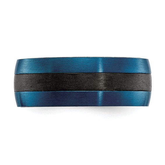 Chisel Black Carbon Fiber with Brushed Blue IP-plated Stainless Steel 8mm Band