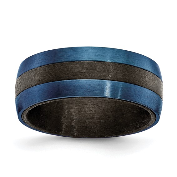 Chisel Black Carbon Fiber with Brushed Blue IP-plated Stainless Steel 8mm Band