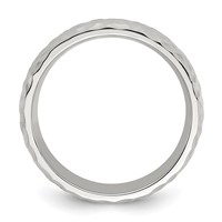 Chisel Stainless Steel Brushed and Polished Hammered 7.5mm Band view 2