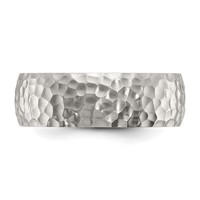 Chisel Stainless Steel Brushed and Polished Hammered 7.5mm Band view 3