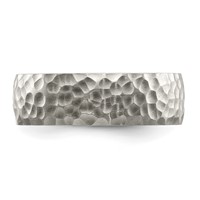 Chisel Stainless Steel Brushed and Polished Hammered 7.5mm Band view 4