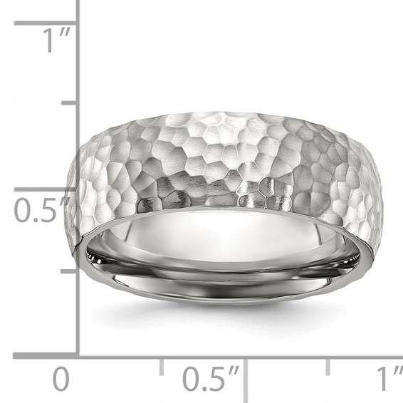 Chisel Stainless Steel Brushed and Polished Hammered 7.5mm Band