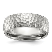 Chisel Stainless Steel Brushed and Polished Hammered 7.5mm Band view 1