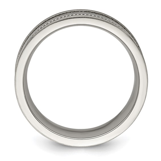 Chisel Stainless Steel Polished and Beaded 7mm Band