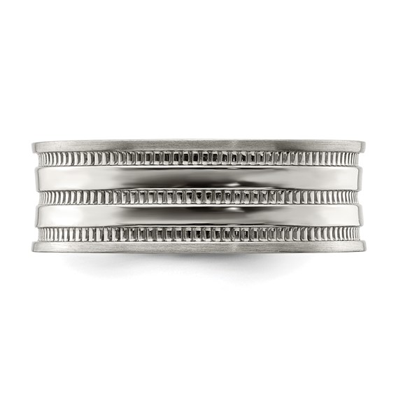 Chisel Stainless Steel Polished and Beaded 7mm Band