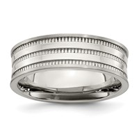 Chisel Stainless Steel Polished and Beaded 7mm Band view 1