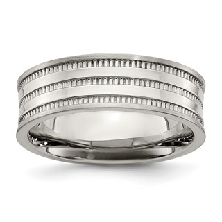 Chisel Stainless Steel Polished and Beaded 7mm Band
