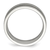 Chisel Stainless Steel Polished 6mm Grooved and Beaded Band view 2