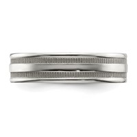 Chisel Stainless Steel Polished 6mm Grooved and Beaded Band view 3