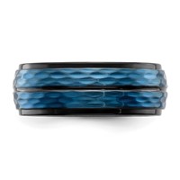 Chisel Stainless Steel Brushed and Polished Black and Blue IP-plated 8mm Band view 3
