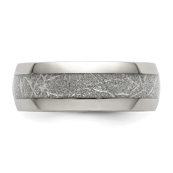 Chisel Stainless Steel Polished Glitter Paper Inlay Center 8mm Band