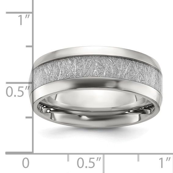 Chisel Stainless Steel Polished Glitter Paper Inlay Center 8mm Band