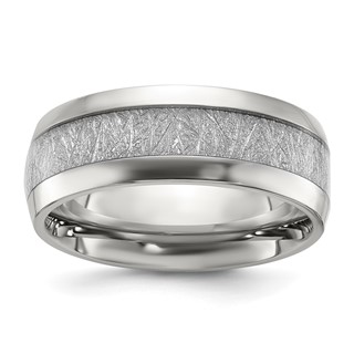 Chisel Stainless Steel Polished Glitter Paper Inlay Center 8mm Band